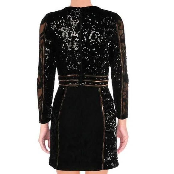 💋 bebe black sequin embellish dress new xs xsmall rare longsleeve 💋